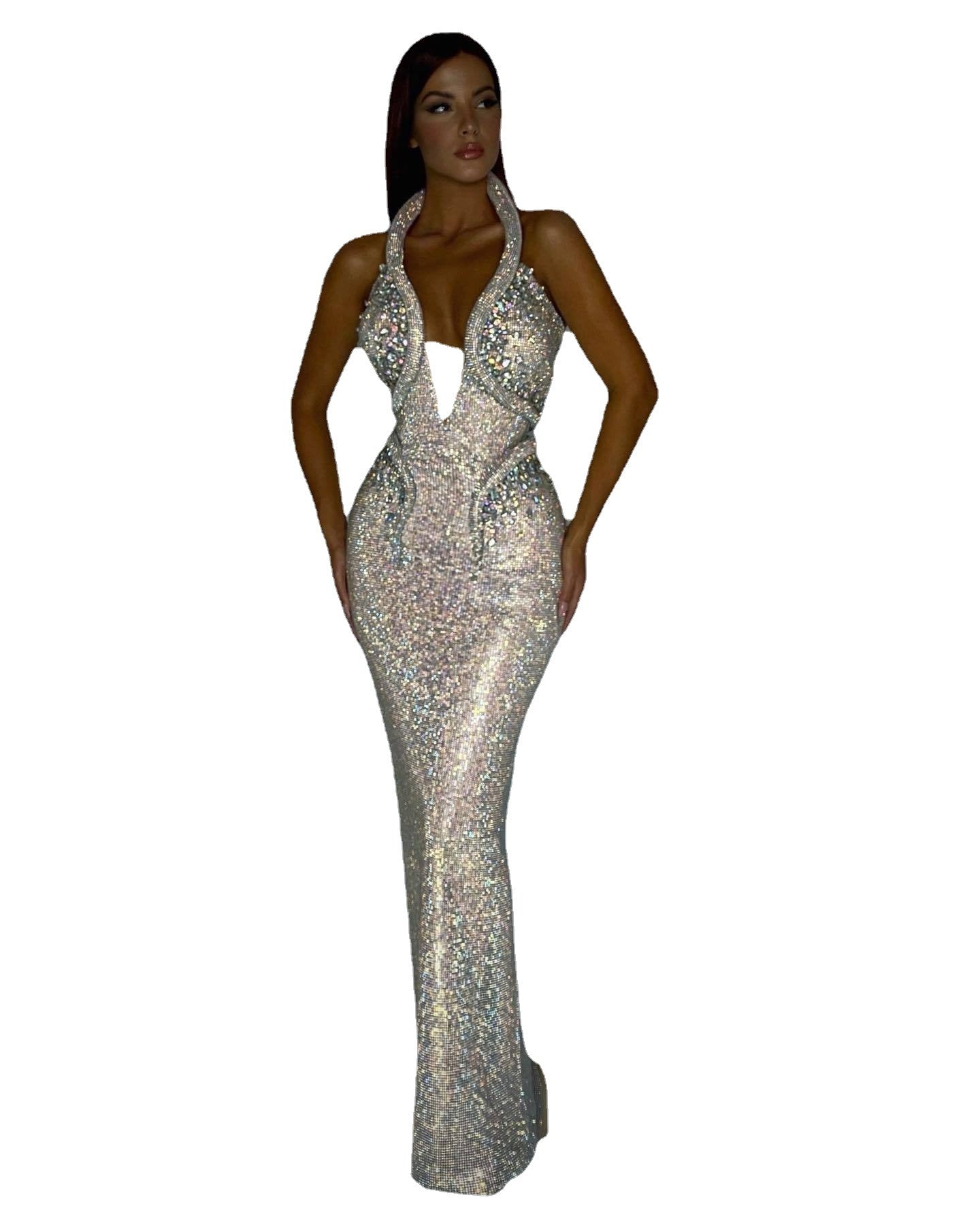 Sexy Sequined Banquet Dress Sheath Trailing Evening Dress